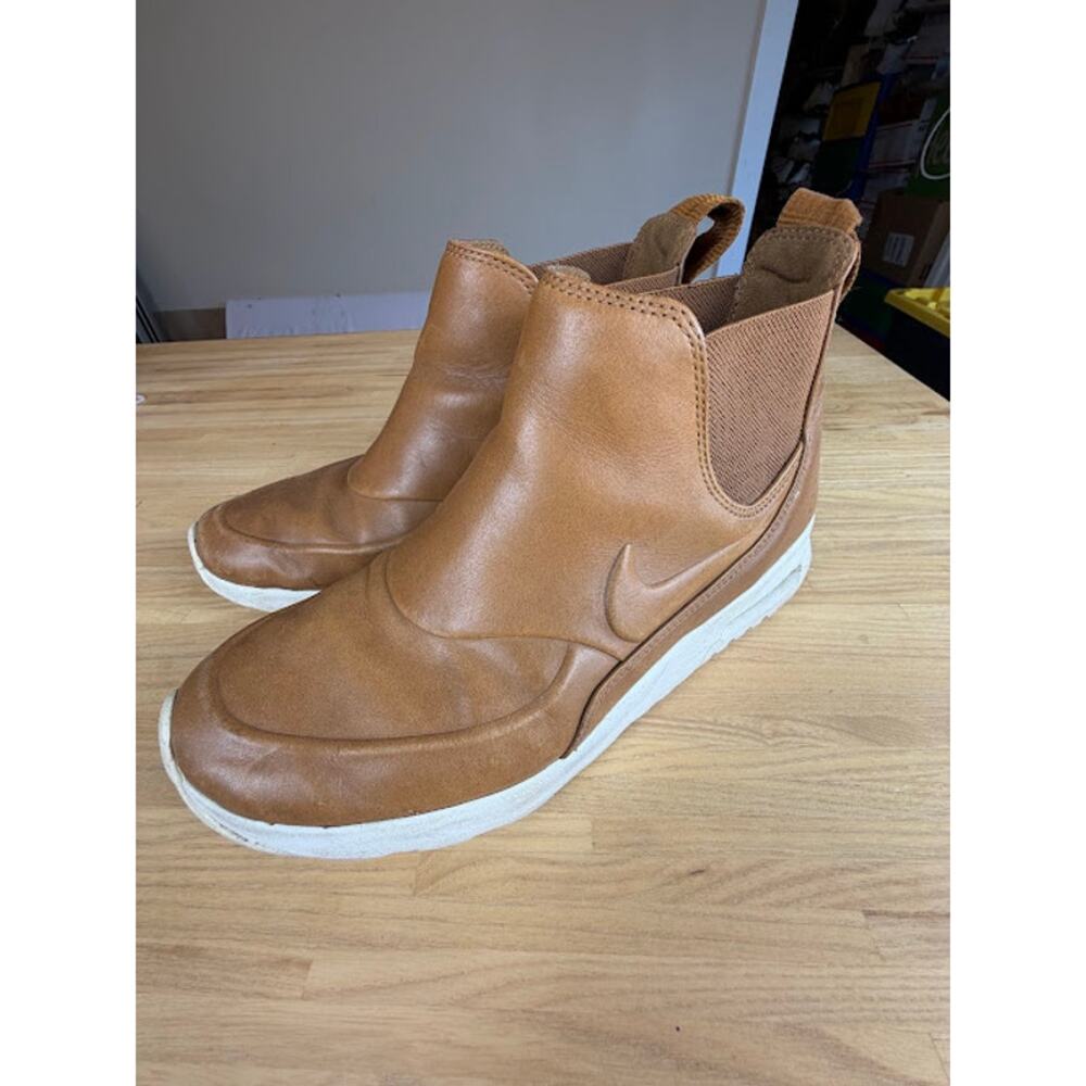 Nike Air Max Thea Mid Ale Brown Leather Chelsea Sneaker Boots Women's Size 6.5